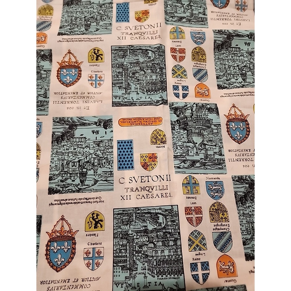 Life Of The Twelve Caesars Fabric Material Coat Arms Suetonius Tranquillus 144"